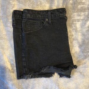 Black denim shorts